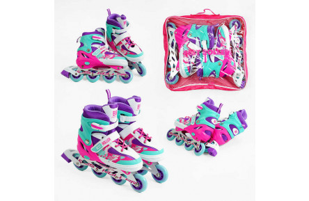 Ролики 54704-L Best Roller /розмір 38-42/ колір – ФІОЛЕТОВИЙ колеса PU, ПЕРЕДНЄ КОЛЕСО СВІТЛО, устілка 24.5-26.5 см, d колес – 7 см, в сумці