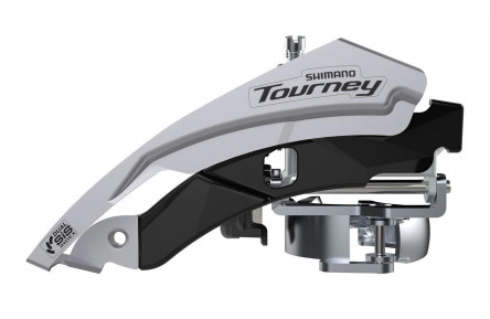 Перемикач перед. универсал. тяга 3 max-42T 34.9мм (адаптер 31.8мм)мм SHIMANO FD-TY600-L6 срiблястий з чорним