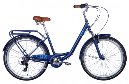 Велосипед уцінений сталь 26 Dorozhnik LUX AM Vbr трещотка рама-17" синій з блакитним (матовий) з багажником задн St з крылом St 2024