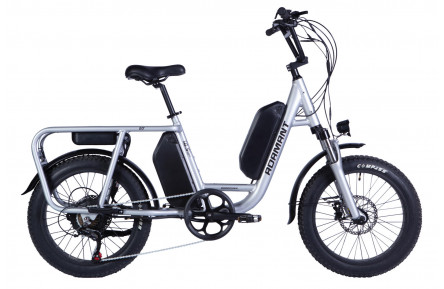 Велосипед с электроприводом 20" AL Dorozhnik eADAMANT HDD рама-18,5" 48B 17.5+12.5А*ч 1000Вт серебристый 2025 крылья, подножка