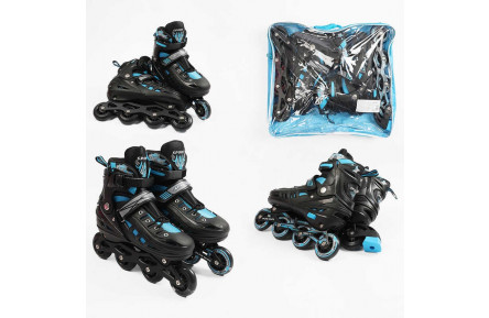 Ролики 4880-115 M /розмір 34-38/ колір – Синій (6) колеса PU, ПЕРЕДНЄ КОЛЕСО СВІТЛО, d – 6.5 см, в сумці