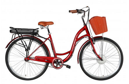 Велосипед з електроприводом 28" ST Dorozhnik eAQUAMARINE BH рама-19" 36 B 13 А*г 500 Вт бордовий YS 2476 (з пластиковою корзиною) 2026