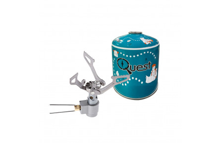 Набор Газовая горелка титановая BRS-3000T + Газовый баллон резьбовой бутановый Quest, 450гр