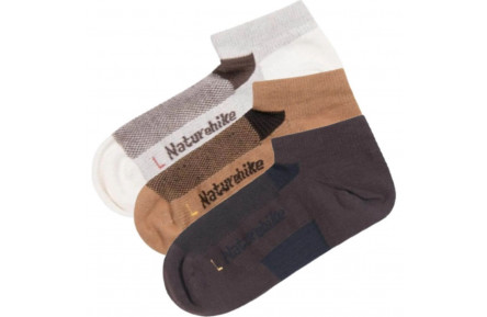 Носки быстро высыхающие Naturehike NH21FS013, 3 пары (бежевые, коричневые, черные), размер М
