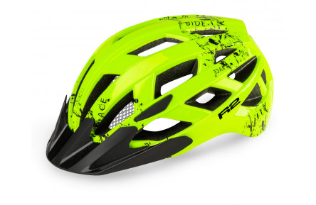 Шолом R2 Lumen junior флуоресцентно жовтий,чорний глянцевий S: 52-56 см