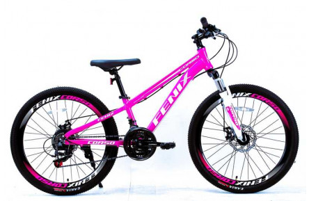 Велосипед Corso Fenix FX-24577 24" 11" рожево-білий, обладнання SunRun 21 швидкість