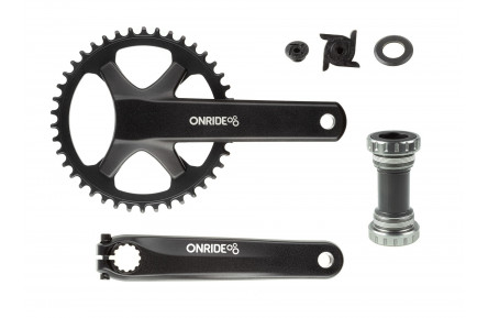 Шатуни ONRIDE Solo Pro 1210, Hollowtech, 170 мм, 42Т, BCD 110 мм, 12/11 шв., з кареткою, чорний