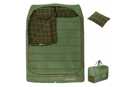 Спальний мішок двомісний із подушками Naturehike CNK2350WS019, зелений