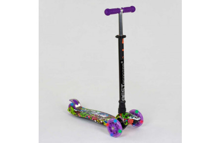 Самокат А 24646/779-1390 MAXI "Best Scooter" пластмассовый, 4 колеса PU, СВЕТ, трубка руля алюминиевая, d=12см