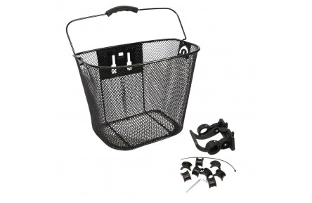 Кошик Сталь на кермо 24-28" 350*240*260 мм без стійки без кронштейна " CK-010X чорний з ручкою, швидкоз'ємне кріплення