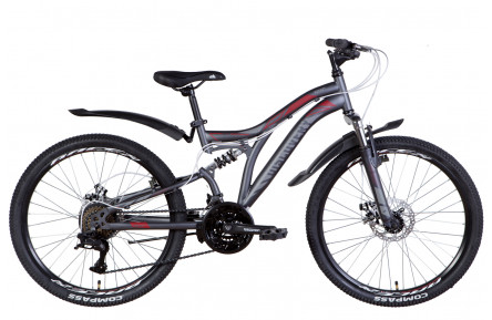 Велосипед ST 24" Discovery ROCKET AM2 DD рама-15" темно-сірий з червоним (м) з крилом Pl 2022
