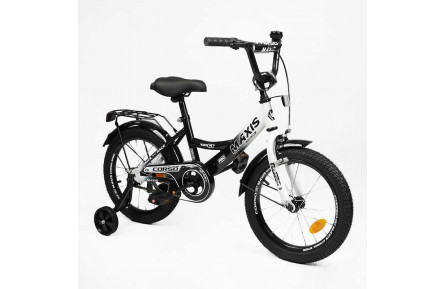 Велосипед 16" дюймів 2-х колісний "CORSO" MAXIS MX-60711 (1) ручне гальмо, дзвіночок, сидіння з ручкою, додаткові колеса, ЗІБРАНИЙ НА 75, в коробці
