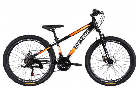 Велосипед AL 26" Optima BANDIT DD FR рама-13" чорний з помаранчевим 2026 (в мішку)