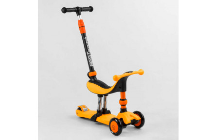 Самокат-велобег 3в1 трехколесный BS-50584 Best Scooter, 3 колеса PU со светом, сиденья, амортизаторы, родительская ручка