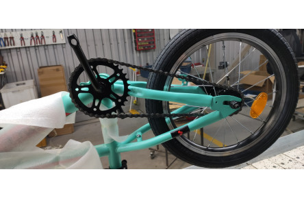 Велосипед уцененный ST 16" SPACE KID GEON BH рама-9" бирюзово-красный 2024 крылья