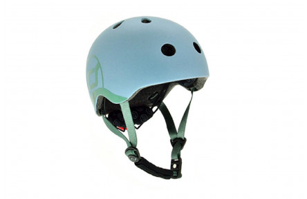 Шлем защитный детский Scoot and Ride, серо-синий, с фонариком, 45-51см