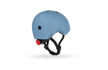 Шолом захисний дитячий Scoot and Ride, сіро-синій, з ліхтариком, 51-53см