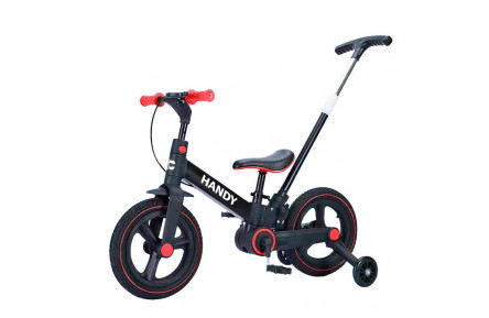 Велобег-трансформер Corso 1052-47 колеса PU 12", родительская ручка, съемные педали, ручной тормоз, вспомогательные боковые колеса