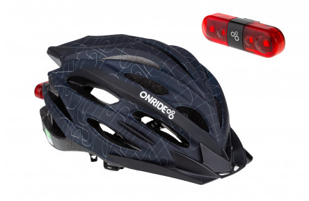 Шлем ONRIDE Grip черный L (58-61 см) + Мигалка ONRIDE Row