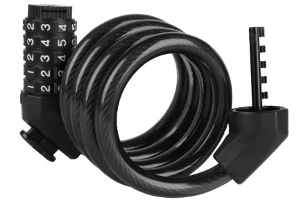 Кодовий замок Green Cycle GLK-130 у силіконовій обоймі з тросом 12ммх120см+кріплення, чорний