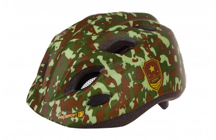 Шлем детский POLISPORT Junior S Premium 52-56 см LED мигалки хаки In-Mold