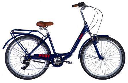 Велосипед AL 26" Dorozhnik RUBY AM Vbr рама- " с багажником задн St с крылом St 2024 (темно-синій) 