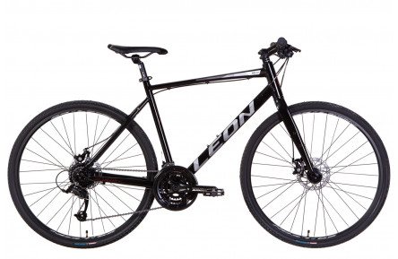 Велосипед Leon HD-80 DD 2022 28" чорно-білий з червоним