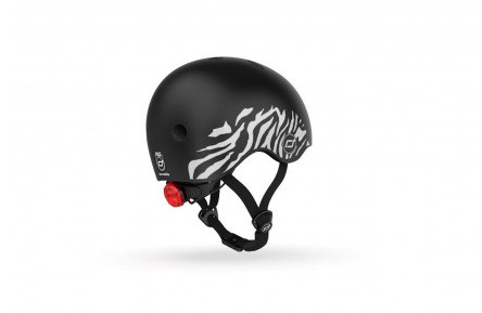 Шлем защитный детский Scoot and Ride, зебра, с фонариком, 45-51см